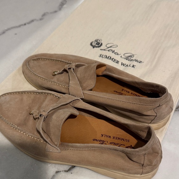Summer Charms Walk Loafer Suede Sandstone | Loafers Loro  Loro Piana women’s  Suede Loafers - Taupe